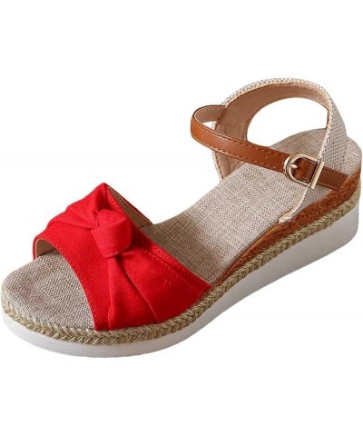 Womens Casual Two Strap Sandals Summer Boho Flip Flops Athletic Yoga Mat Cushion Flatform Flats 106-ibzwp-red-8 $15.44 Fashio...