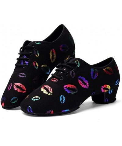 Men&Women Ballroom Dance Shoes Lace-up Closed Toe Latin Modern Performance Dance Practice Teaching Shoes,Model KCNJ Lips-heel...