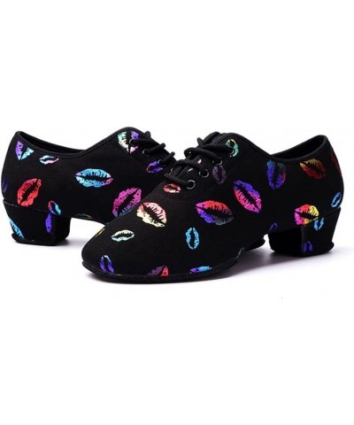 Men&Women Ballroom Dance Shoes Lace-up Closed Toe Latin Modern Performance Dance Practice Teaching Shoes,Model KCNJ Lips-heel...