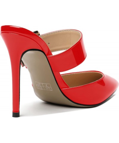 Women's Party Sexy Pointed Toe Adjustable Strap Patent Buckle Casual Stiletto High Heel Pumps Shoes 4 Inch Red $40.93 Pumps