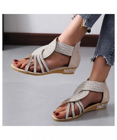 Dress Sandals for Women Wedge Casual Breathable Shoes Summer Wedges Zipper Toe Closed Toe Sandals for Women with Heel Sandals...