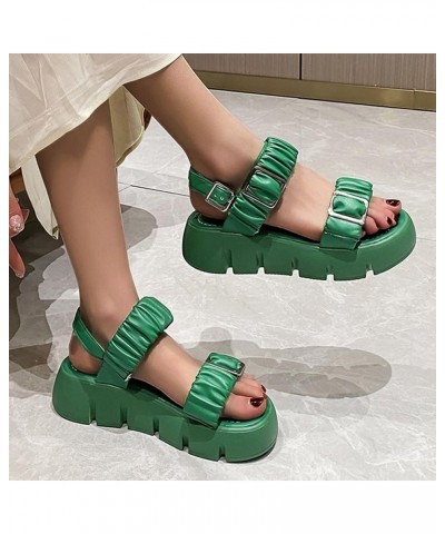 Sandals Women Dressy Summer Summer Fashion Popular Simple Solid Colour Thick Bottom Non Slip Buckle Comfortable Ladies Green ...