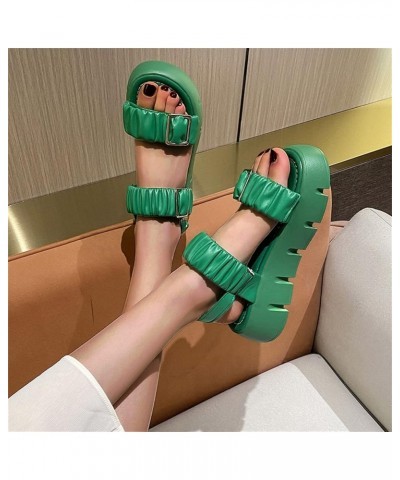 Sandals Women Dressy Summer Summer Fashion Popular Simple Solid Colour Thick Bottom Non Slip Buckle Comfortable Ladies Green ...