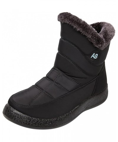 Snow Boots Winter Warm Boots for Women's Snow Boots Ankle Boots Warm Shoes Boots Boot lace Um5-black $15.95 Boots