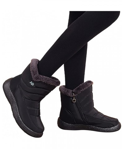 Snow Boots Winter Warm Boots for Women's Snow Boots Ankle Boots Warm Shoes Boots Boot lace Um5-black $15.95 Boots