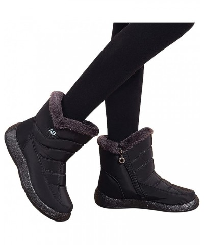 Snow Boots Winter Warm Boots for Women's Snow Boots Ankle Boots Warm Shoes Boots Boot lace Um5-black $15.95 Boots