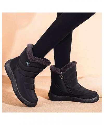 Snow Boots Winter Warm Boots for Women's Snow Boots Ankle Boots Warm Shoes Boots Boot lace Um5-black $15.95 Boots