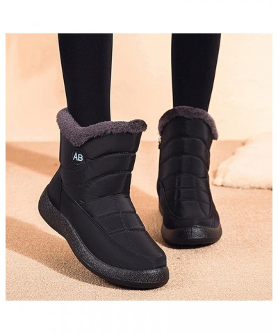 Snow Boots Winter Warm Boots for Women's Snow Boots Ankle Boots Warm Shoes Boots Boot lace Um5-black $15.95 Boots