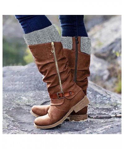 Wide Calf Wedge Heel Knee High Boots For Women Fashion Warm Long Low Women Shoes Zipper Casual Women High Heel Boots Brown $1...