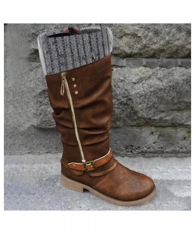 Wide Calf Wedge Heel Knee High Boots For Women Fashion Warm Long Low Women Shoes Zipper Casual Women High Heel Boots Brown $1...