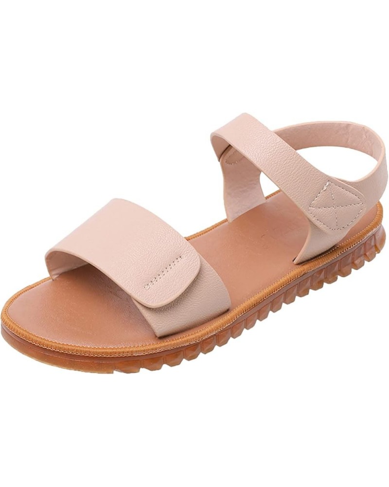 Ladies Flat Slides Slippers Women's Open Toe Roman Sandals Summer Casual Leather Walking Open Toe Shoes for Brown $15.59 Sandals