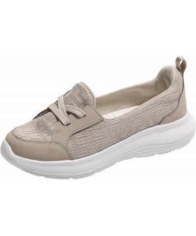 Orthopedic Women's Breathable Slip on Arch Support Non-Slip Shoes on The Go 2024 Comfort Loafers Flats Wide Width Beige $11.7...