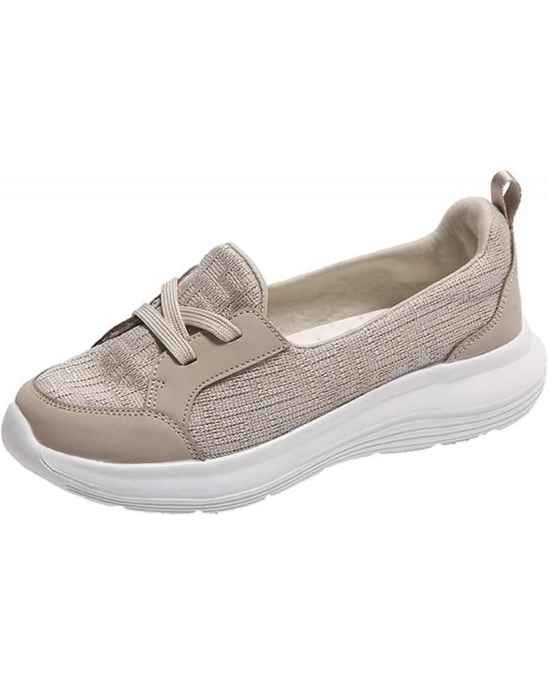 Orthopedic Women's Breathable Slip on Arch Support Non-Slip Shoes on The Go 2024 Comfort Loafers Flats Wide Width Beige $11.7...