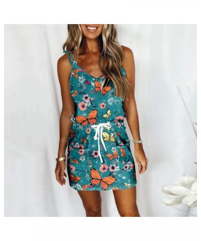 Women's Summer Sexy Sleeveless Dresses Fashion Deep V Neck Mini Dresses Slim Floral Printed Short Dresses 4-green $13.99 Outd...