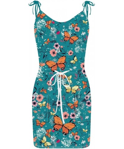 Women's Summer Sexy Sleeveless Dresses Fashion Deep V Neck Mini Dresses Slim Floral Printed Short Dresses 4-green $13.99 Outd...