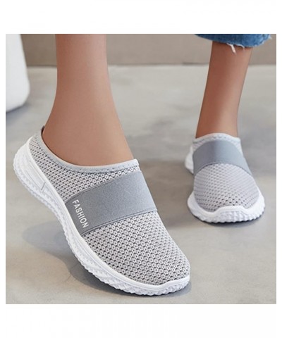 Womens Ankle Strap Elastic Strap Wedges Sandals Casual Beach Fashion Flats Arch Support Orthotic Slide Shoes 11-hyems-grey-8 ...