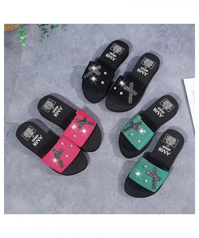 Women's New Summer Diamond Bow Light Foreign Trade Slippers Animal Print Slippers for Women (Red, 9) Black 7 $11.44 Slippers