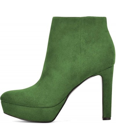 Women Chic Closed Pointed Toe Platform High Heel Ankle Boots Side Zipper Short Bootie Evening Party Dress Shoes Green $51.72 ...