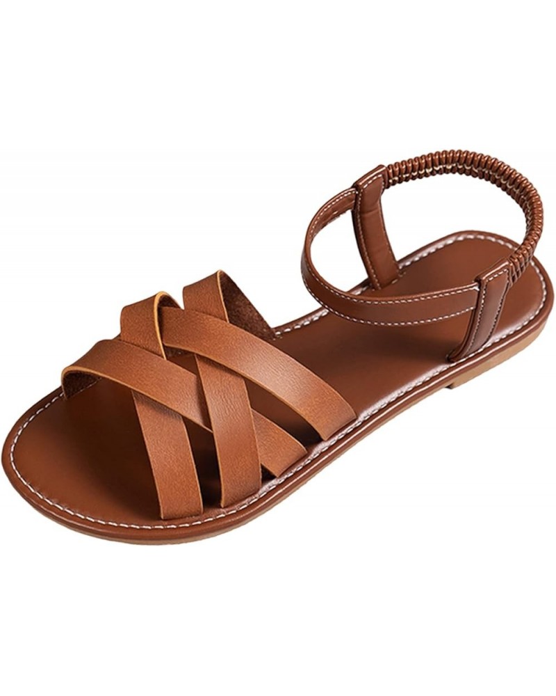 High Arch Sandals Women Ladies Summer Fashion Casual Solid Colour Flat Bottom Open Toe Beach Large Size Wedding Shoes Brown $...