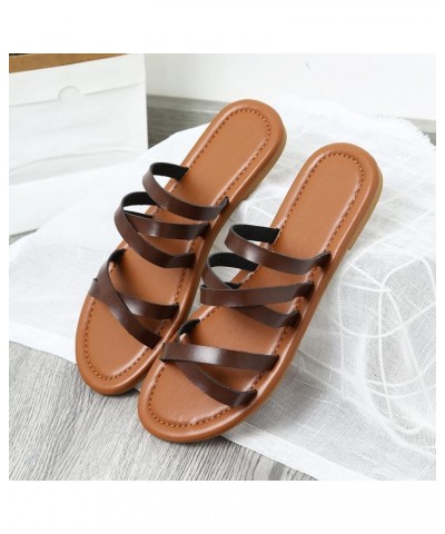 Women Slippers Summer New Pattern Simple Solid Color Flat Non Slip Beach Slippers Hard Bottom Slippers for Women Brown 8.5 $1...