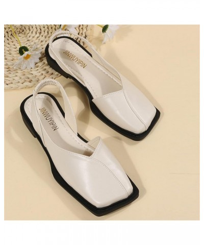 Ladies Fashion Summer Solid Color Toe Shoes Elastic Low Heel Casual Sandals Thong Sandals for Women 11 Beige $15.36 Sandals