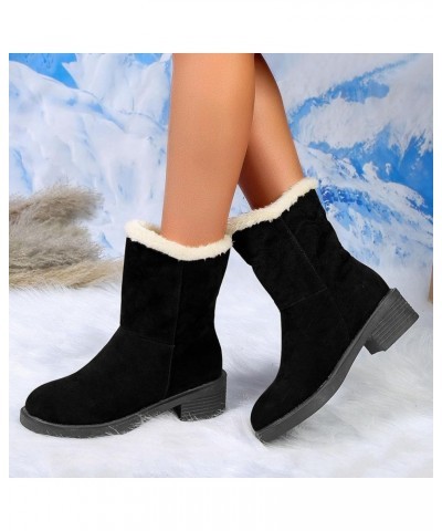 Women's Cotton Warm Snow Winter Lace Up Flat Plus Size Comfortable Ankle Snow Boots 13-black $26.35 Boots