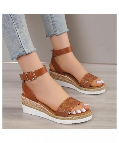 Womens Summer Fashion Open Toe Breathable Flatform Wedge Heel Sandals Thick Sole Non Slip Shoes with Arch Support for Comfort...