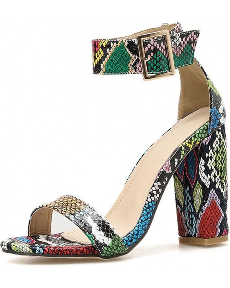 Women's Snake Pattern Chunky High Heels,Sexy Dress Pump Sandals Fashion Formal Wedding Party Shoes 39 Snake Pattern $24.63 Sa...