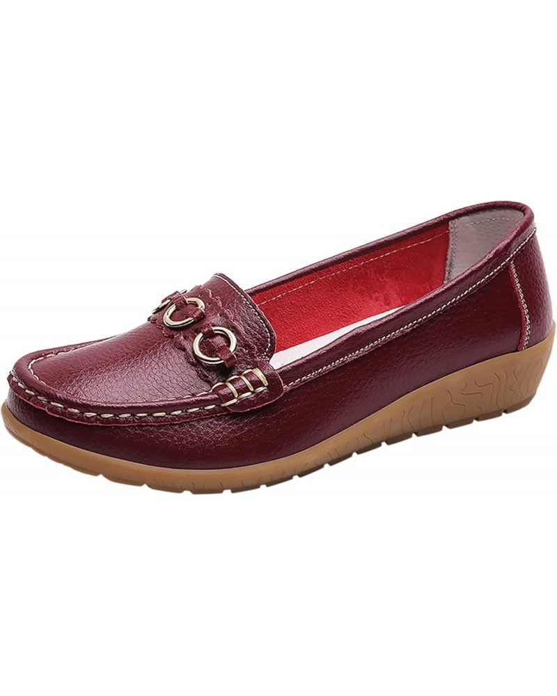 Women's Loafer Flat Shoes Hollowed Out Solid Color Comfortable Walking Leather Ladies Breathable Outdoor Lightweight Casual W...