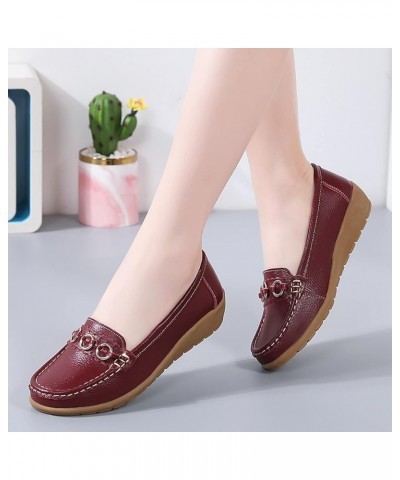 Women's Loafer Flat Shoes Hollowed Out Solid Color Comfortable Walking Leather Ladies Breathable Outdoor Lightweight Casual W...