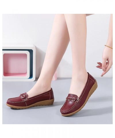 Women's Loafer Flat Shoes Hollowed Out Solid Color Comfortable Walking Leather Ladies Breathable Outdoor Lightweight Casual W...