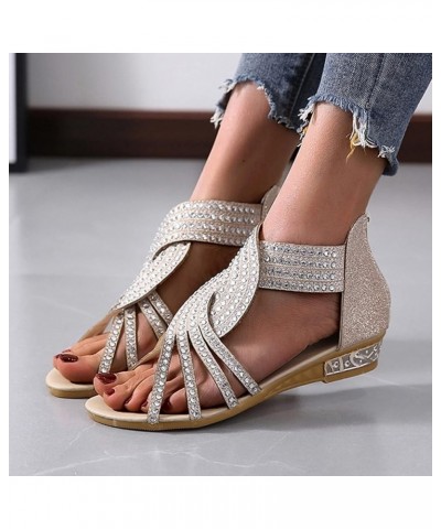 Casual Wedge Sandals for Women Comfortable Flower Clip Toe Summer Beach Sandals Womens Wedge Sandals Size9 Z 11-beige $13.09 ...