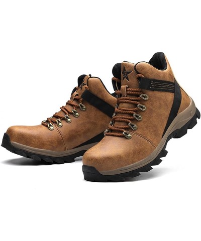 Fashion New Men's Shoes Work Boots Mens Steel Toe,Waterproof And Non-slip High-top Leather Labor Protection Safety Shose,Ankl...