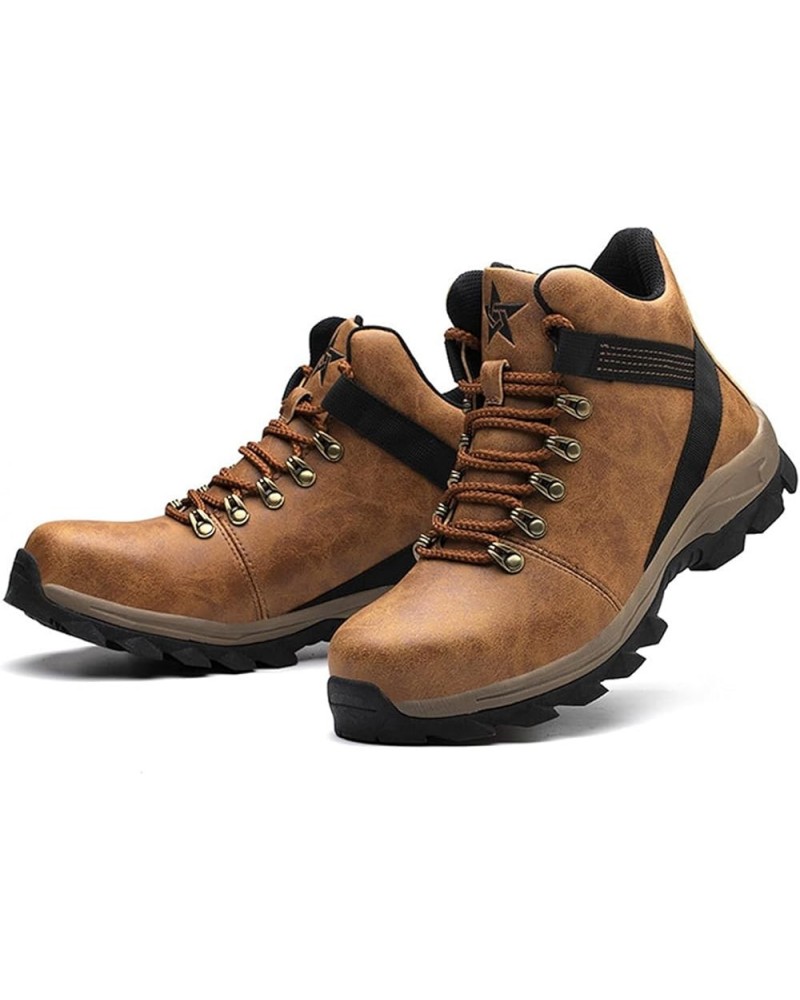 Fashion New Men's Shoes Work Boots Mens Steel Toe,Waterproof And Non-slip High-top Leather Labor Protection Safety Shose,Ankl...