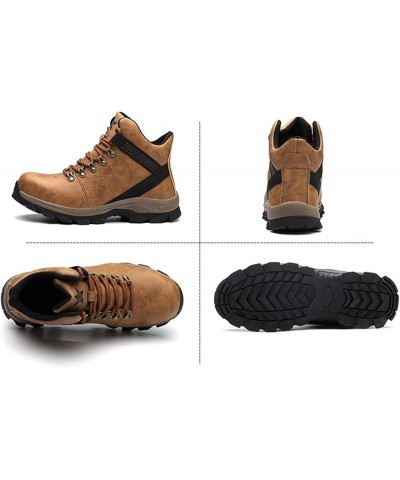 Fashion New Men's Shoes Work Boots Mens Steel Toe,Waterproof And Non-slip High-top Leather Labor Protection Safety Shose,Ankl...