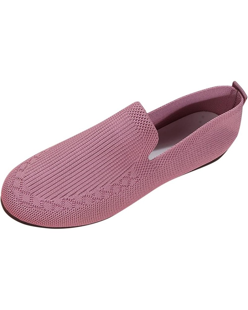 Ladies Fashion Solid Color Breathable Knitting Comfortable Flat Casual Shoes Sandals Women Wedge Pink $12.76 Slippers