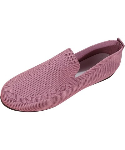 Ladies Fashion Solid Color Breathable Knitting Comfortable Flat Casual Shoes Sandals Women Wedge Pink $12.76 Slippers