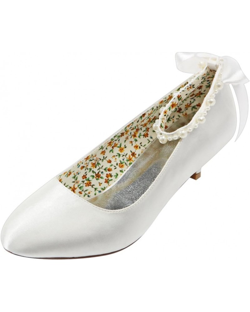 Emily Brida Ivory Pearls Satin Bridal Pumps Ivory $23.48 Pumps