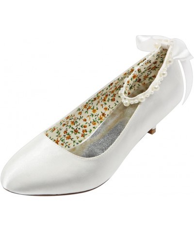 Emily Brida Ivory Pearls Satin Bridal Pumps Ivory $23.48 Pumps