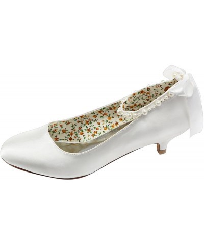 Emily Brida Ivory Pearls Satin Bridal Pumps Ivory $23.48 Pumps