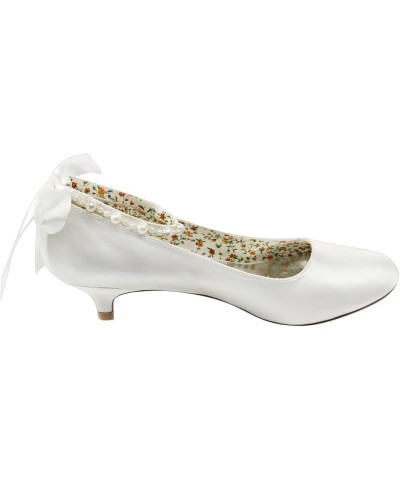 Emily Brida Ivory Pearls Satin Bridal Pumps Ivory $23.48 Pumps