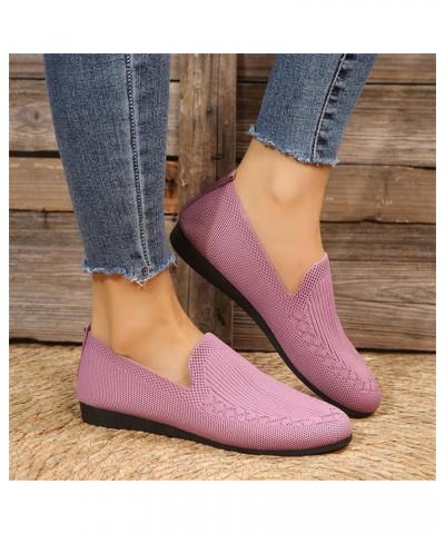 Ladies Fashion Solid Color Breathable Knitting Comfortable Flat Casual Shoes Sandals Women Wedge Pink $12.76 Slippers