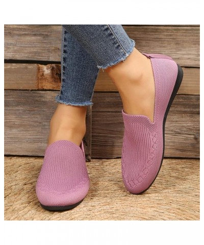 Ladies Fashion Solid Color Breathable Knitting Comfortable Flat Casual Shoes Sandals Women Wedge Pink $12.76 Slippers