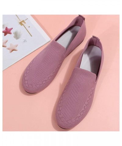 Ladies Fashion Solid Color Breathable Knitting Comfortable Flat Casual Shoes Sandals Women Wedge Pink $12.76 Slippers