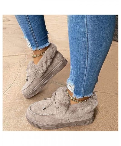 Women Casual Fashion Flat Boots Platform Shoes Slipper Winter Warm Durable Fur Lining Ankle Booties Loafer Platform Shoes Non...