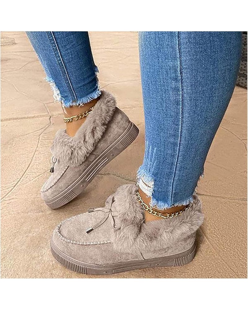 Women Casual Fashion Flat Boots Platform Shoes Slipper Winter Warm Durable Fur Lining Ankle Booties Loafer Platform Shoes Non...