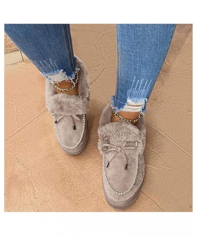 Women Casual Fashion Flat Boots Platform Shoes Slipper Winter Warm Durable Fur Lining Ankle Booties Loafer Platform Shoes Non...