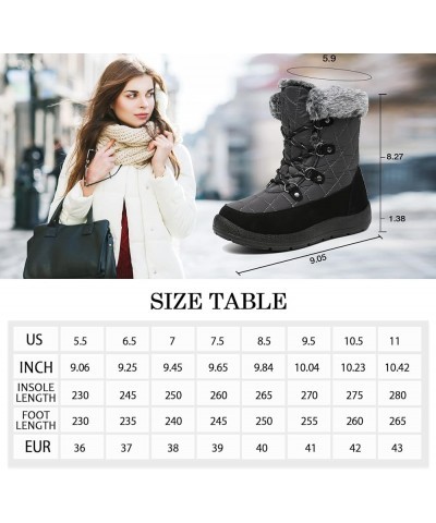 Snow Boots Women Fashion Warm Winter Cold Lace-Up Snow Boots Thickened Warm Faux Fleece Lining Outdoor Cold Snow Boots Grey $...