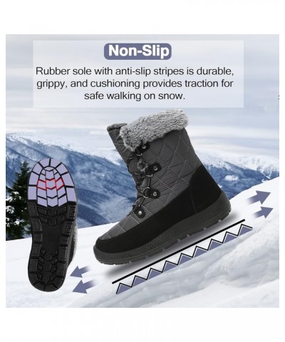 Snow Boots Women Fashion Warm Winter Cold Lace-Up Snow Boots Thickened Warm Faux Fleece Lining Outdoor Cold Snow Boots Grey $...