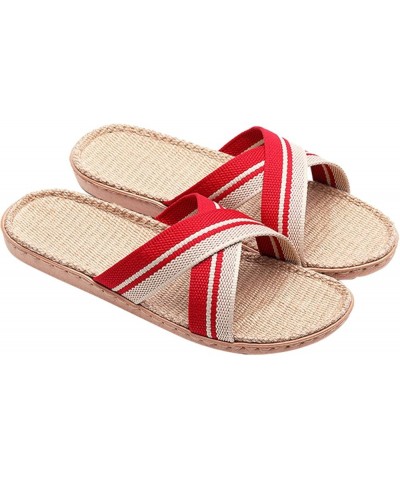 Warm Womens Slippers Size 11 Slippers For Womens Men Linen Shoes Women Summer Household Beach Slippers Sandals Floor Red➤➤202...